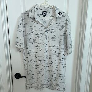 FootJoy Men’s White and Black Patterned Golf Polo Shirt